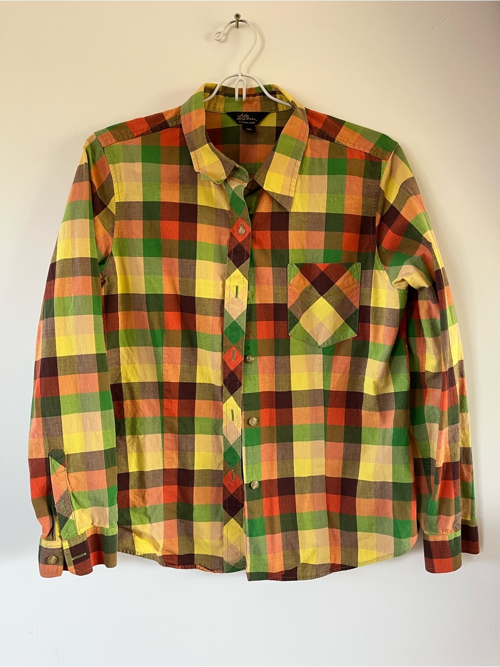 L.L. Bean Vintage Gingham Button Up Shirt